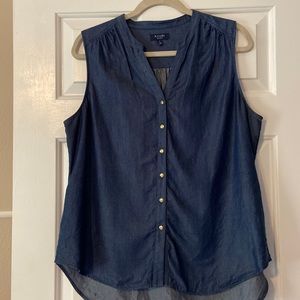 Chambray Sleeveless Top- Kaari Blue